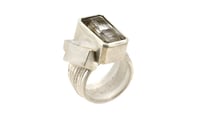 Image 3 of Strata ring,  Rutile Quartz  in silver interlaced with two cubes