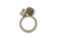 Image 1 of Strata ring,  Rutile Quartz  in silver interlaced with single cube