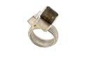 Strata ring,  Rutile Quartz  in silver interlaced with single cube