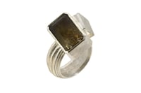 Image 3 of Strata ring,  Rutile Quartz  in silver interlaced with single cube