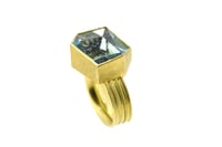 Image 1 of Natural Blue topaz 18ct gold ring with Sapphire set in platinum octahedron 