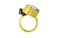 Image 2 of Natural Blue topaz 18ct gold ring with Sapphire set in platinum octahedron 