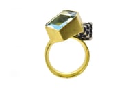 Image 5 of Natural Blue topaz 18ct gold ring with Sapphire set in platinum octahedron 