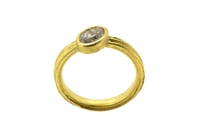 Image 1 of Oval salt & pepper diamond 18ct gold ring  Traditional engagement ring with a contemporary aesthetic