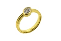 Image 2 of Oval salt & pepper diamond 18ct gold ring  Traditional engagement ring with a contemporary aesthetic
