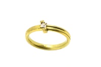 Image 3 of Baguette champagne diamond set in two oversized claws in 18ct gold ring  
