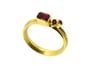 Emerald cut sapphire and round spinel 18ct gold ring  Traditional ring with a contemporary aesthetic