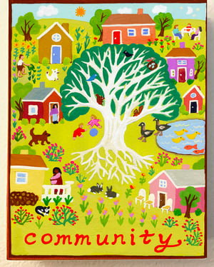 Image of Community- illumination series print on wooden plaque