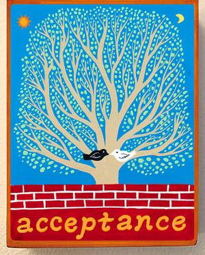 Image of Acceptance- illumination series print on wooden plaque