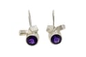 Amethyst drop earrings set in sterling silver drop studs with cubes