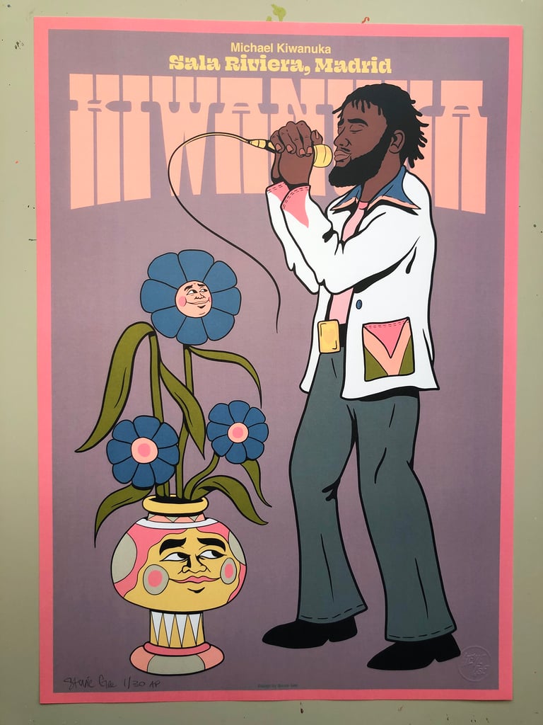 MICHAEL KIWANUKA TOUR POSTER MADRID- ARTIST PROOF EDITION OF 30 LITHO