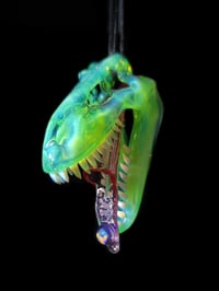 Image 2 of Titan v1 T-Rex skull pendant with a dosed L.S.D. tongue joint tip 🦖💀💨👅