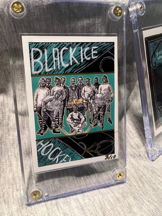 Image of Autographed Black Ice Hockey KAWD ART SPORTS CARDS 2022