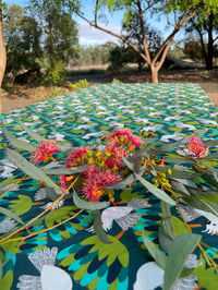 Image 1 of Tablecloth - JP Cockatoo Flight - Blue/Green