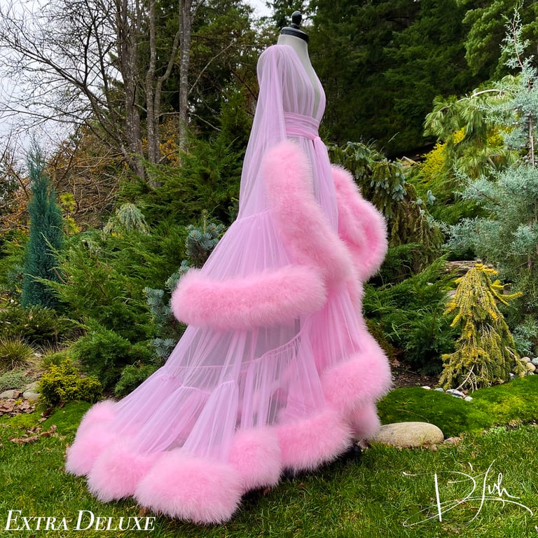 Cassandra" Pink Marabou Dressing Gown | Catherine D'Lish: Boudoir by D'Lish Cassandra" Pink Marabou Dressing Gown | Catherine D'Lish: Boudoir by D'Lish