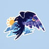 Sun and Moon Crow Sticker