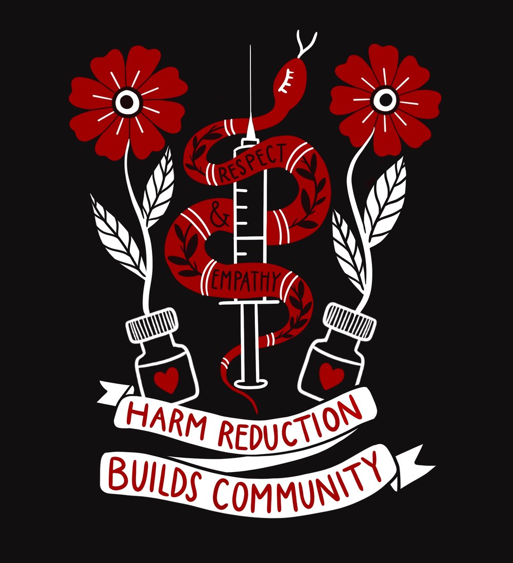 'Harm Reduction Builds Community' tee (XS-4XL)