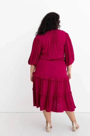 Image of Scarlett Tiered Midi Dress. French Plum. Dani Marie the Label 