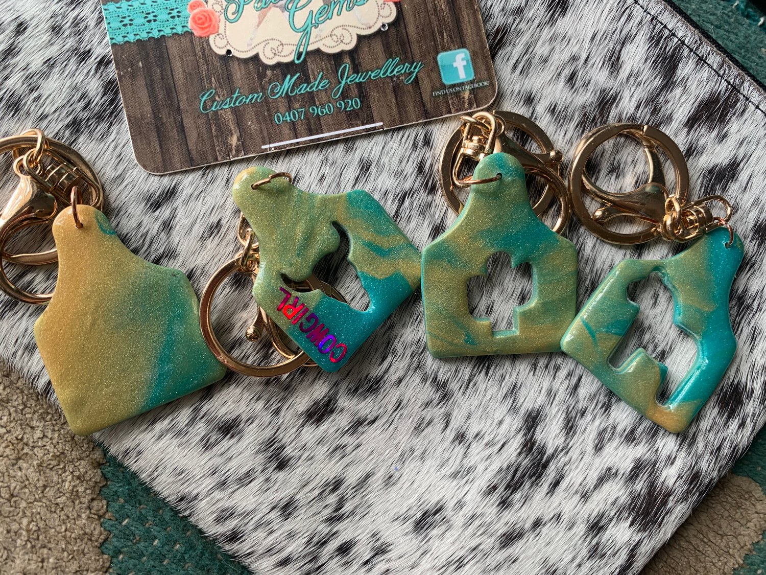 Image of Cow tag keychains 