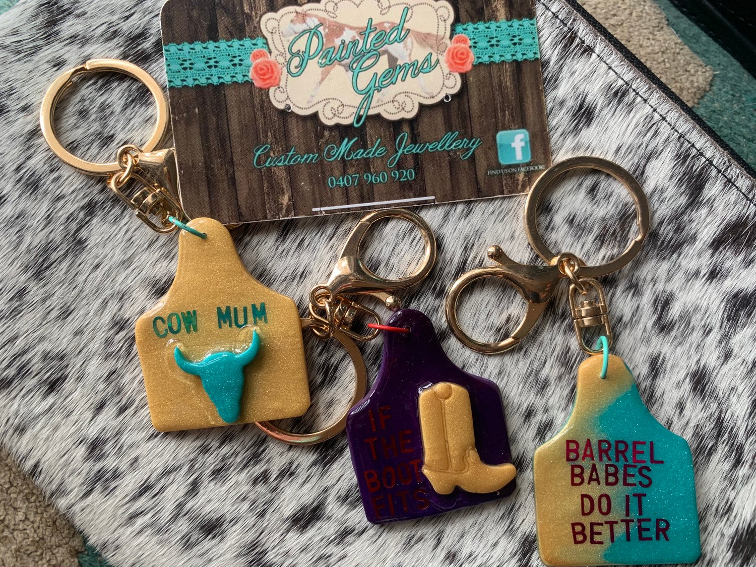 Image of Cow tag keychains 