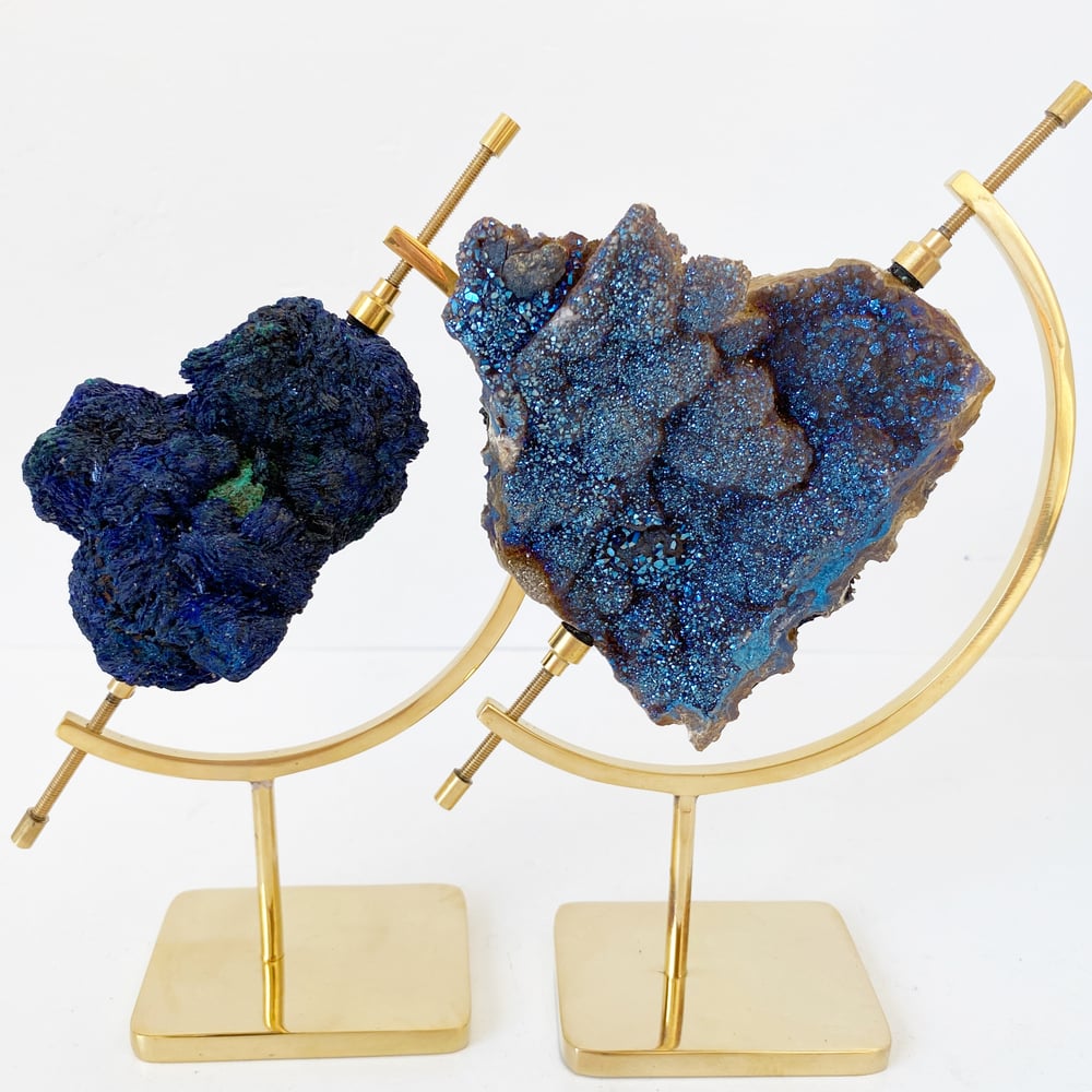 Image of Azurite/Malachite no.101 + Brass Arc Stand