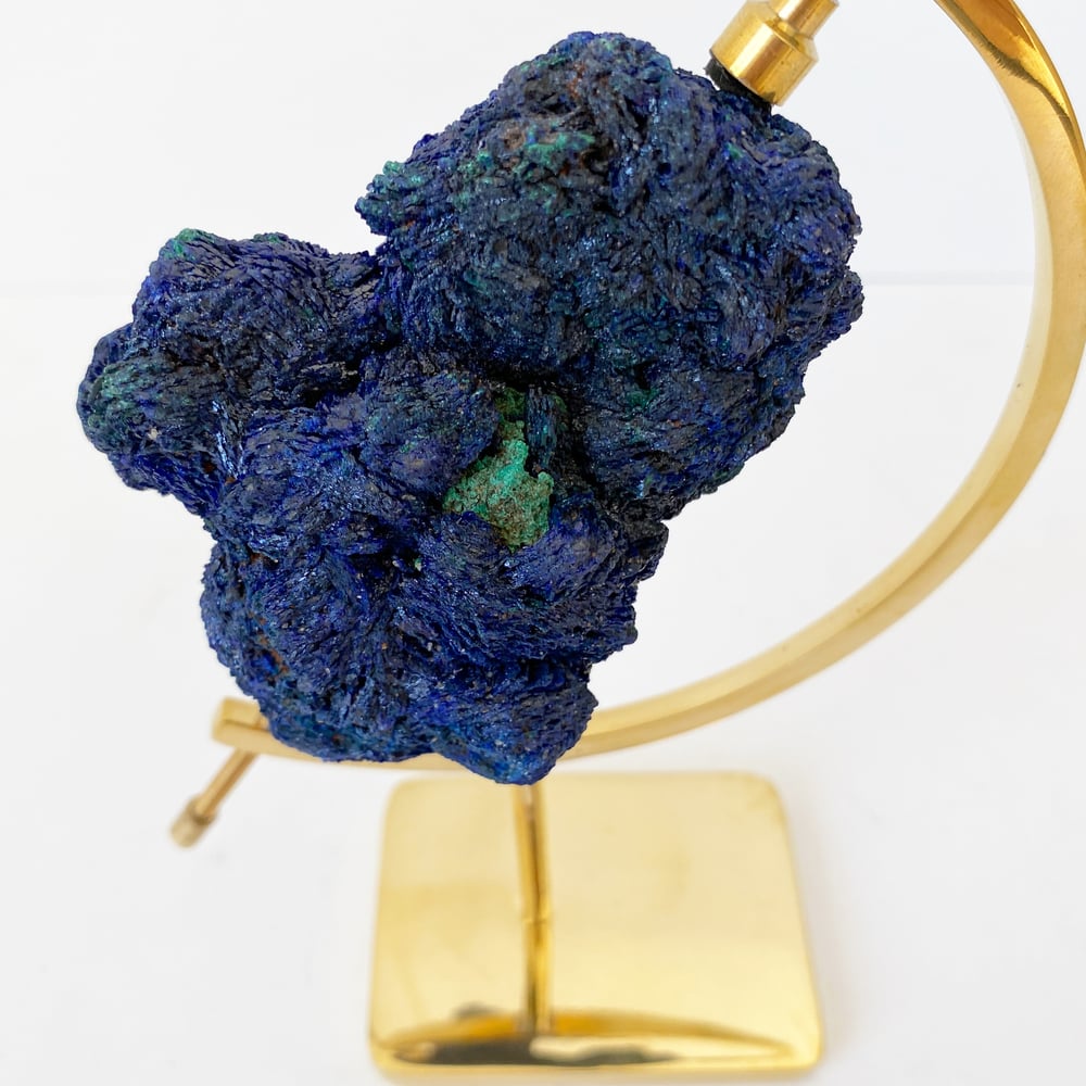 Image of Azurite/Malachite no.101 + Brass Arc Stand