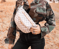 Image 1 of CHECKERED FANNY PACK -CREAM