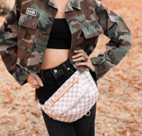 Image 2 of CHECKERED FANNY PACK -CREAM