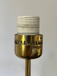 Image 4 of Pair of Brass Floor Lamps by Jakobsson with Hand-Made Linen Shades