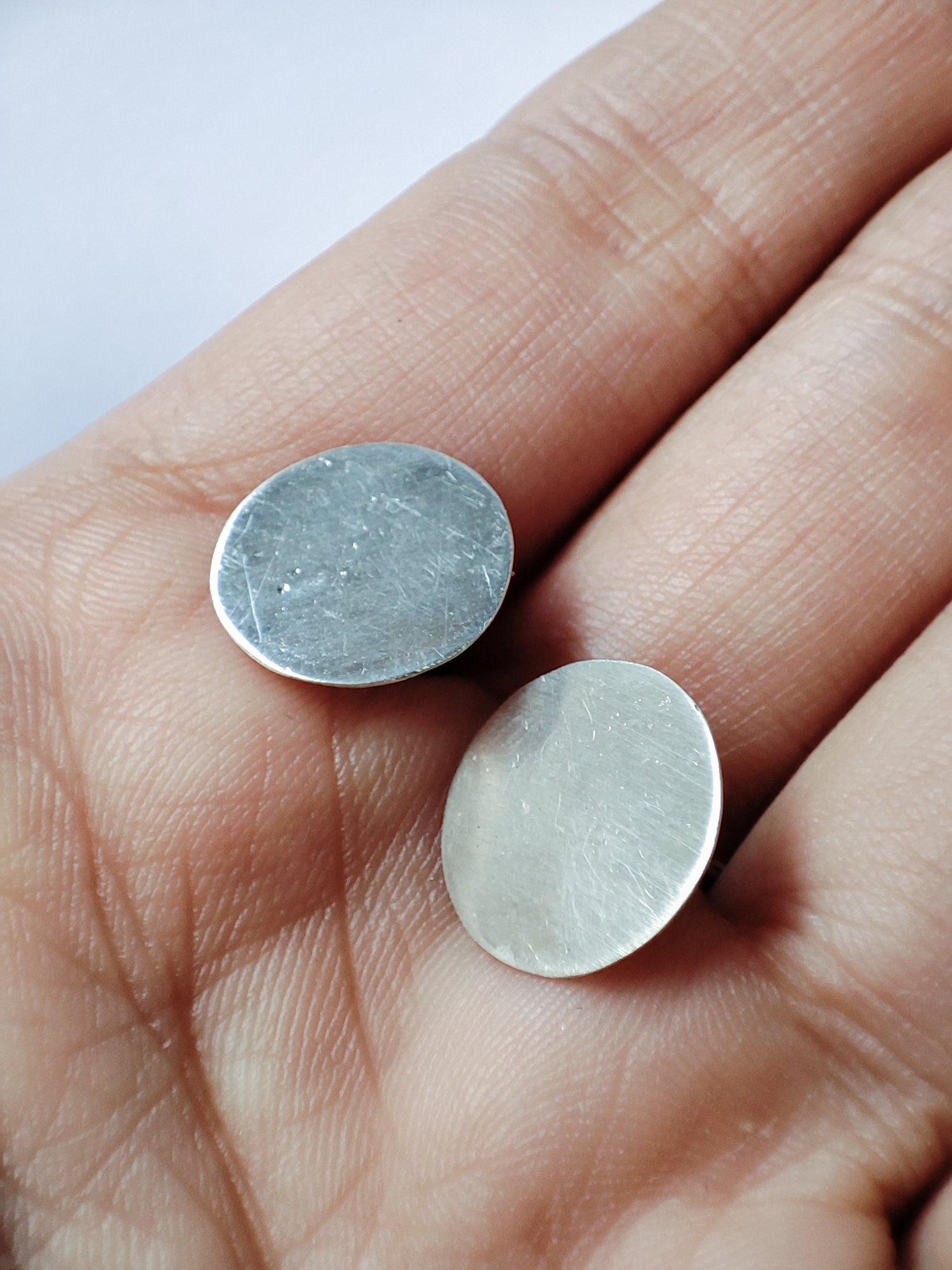 Image of Large Full Moon Silver Disc Earrings
