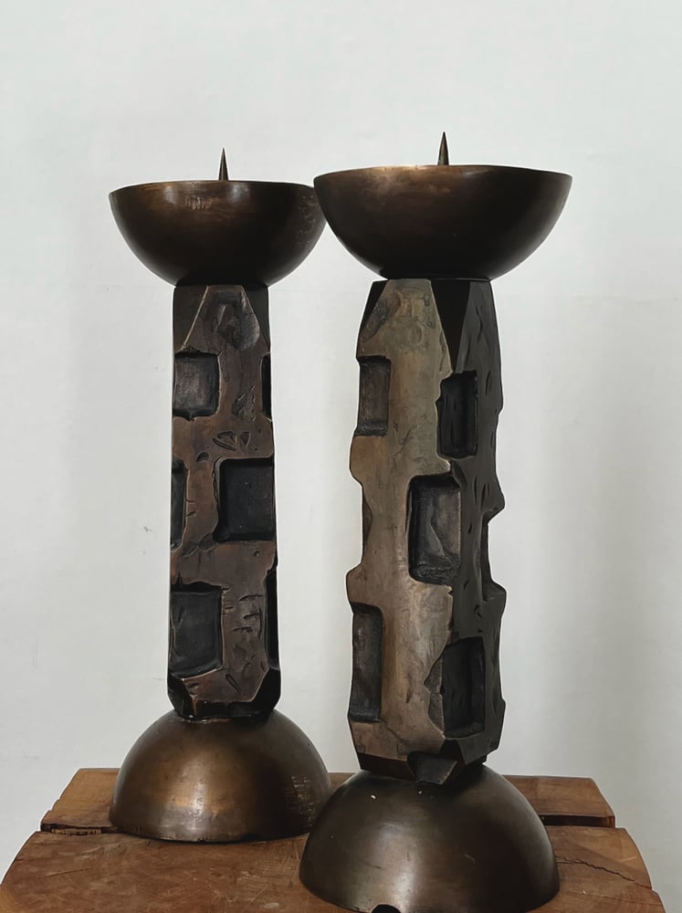 Image of Pair of Cast Bronze Candlesticks (Hire Only)