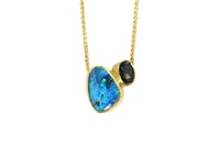 Image 1 of Queensland Boulder Opal and Queensland sapphire pendant in 18ct gold