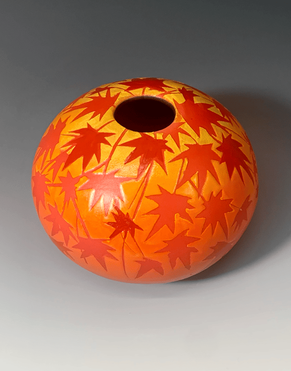 Image of Autumn Maple Oblate Vase, Small