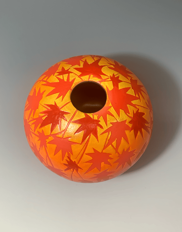 Image of Autumn Maple Oblate Vase, Small