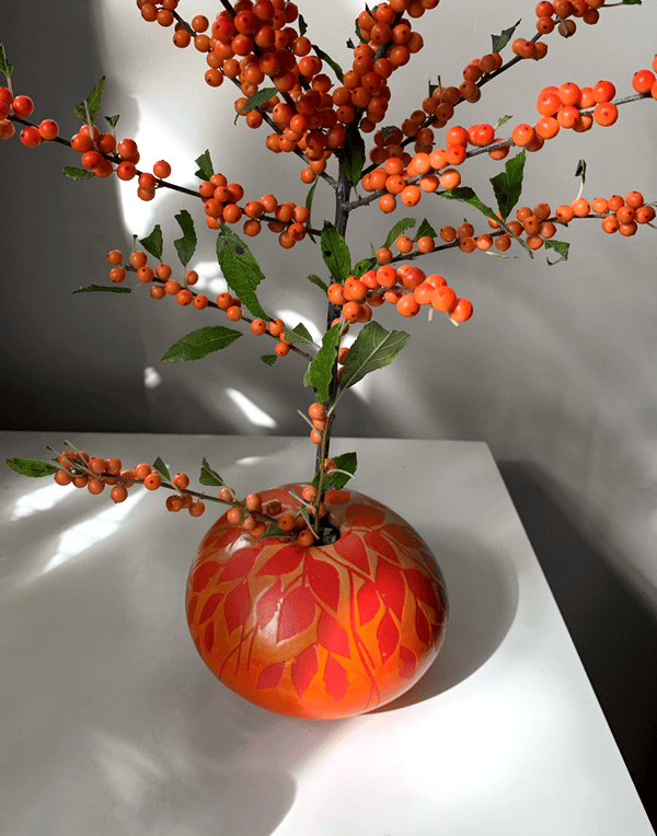 Image of Autumn Foliage Oblate Vase, Small