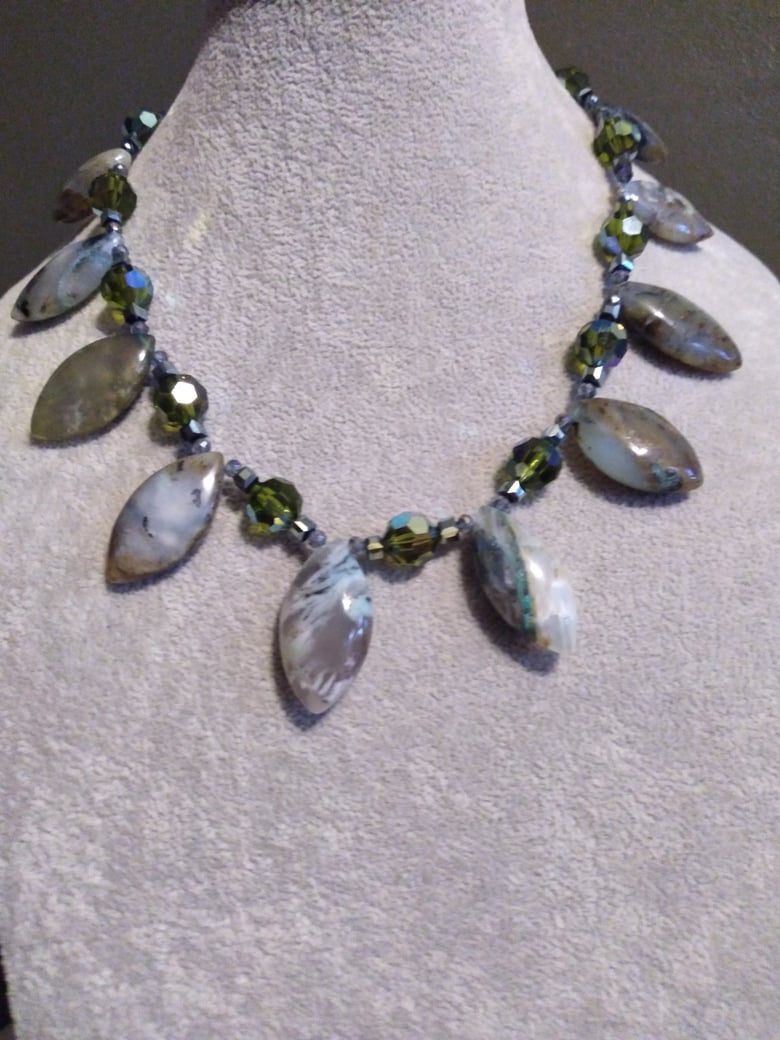 Image of PERUVIAN OPAL AND SWAROVSKI NECKLACE SET