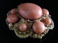 Image 2 of Georgian 15ct yellow gold large natural coral pendant and brooch