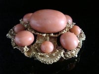 Image 3 of Georgian 15ct yellow gold large natural coral pendant and brooch