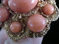 Image 5 of Georgian 15ct yellow gold large natural coral pendant and brooch