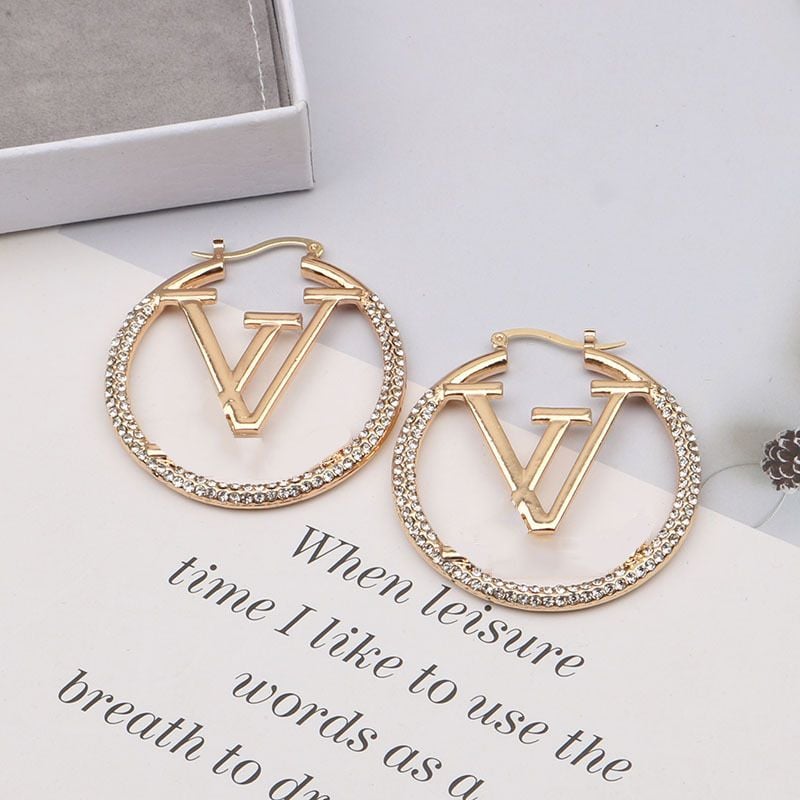 lv earrings for women logo hoops silver