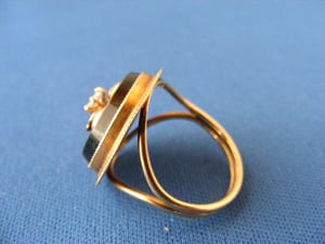 Edwardian 14k Gold Diamond and Onyx Ring 