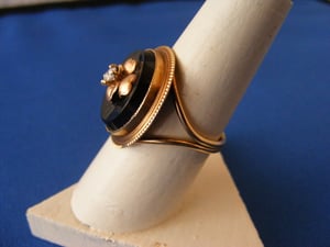 Edwardian Ring 14k Gold Diamond and Onyx 