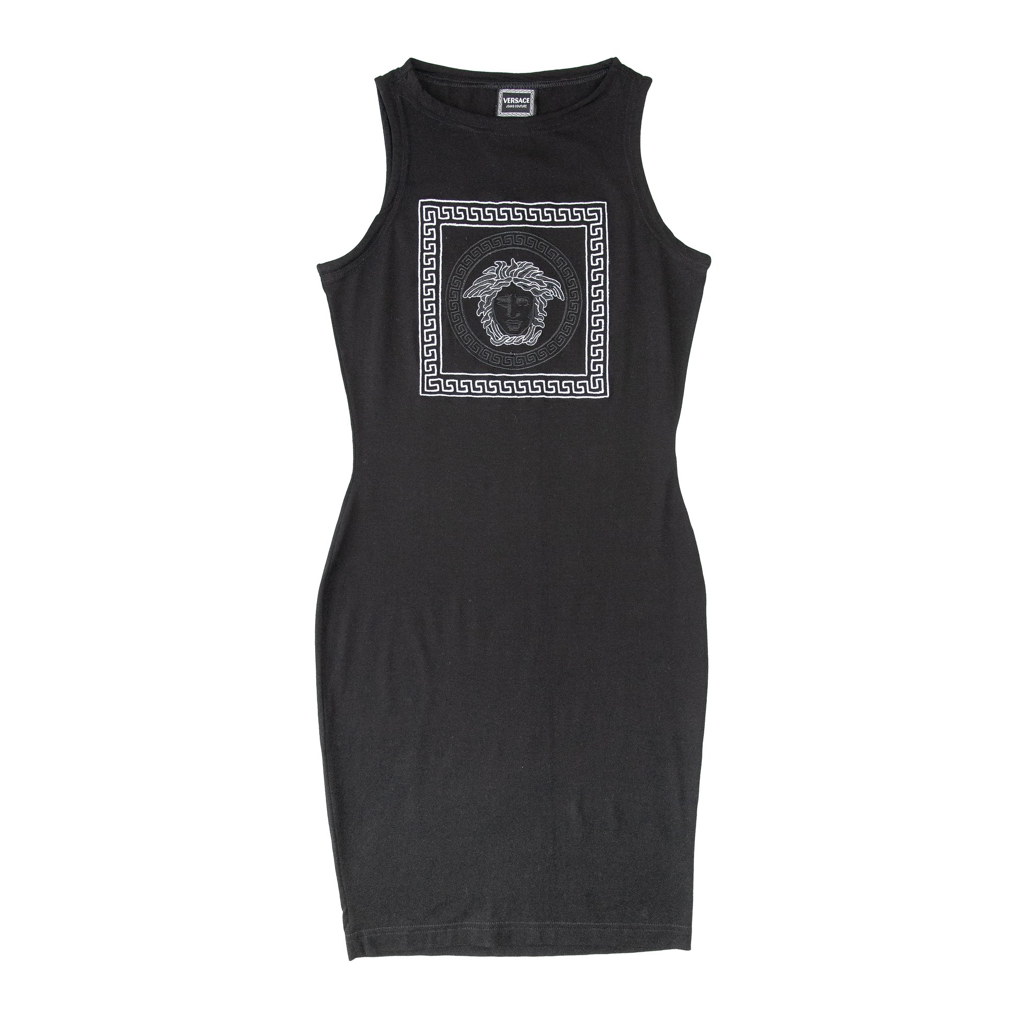 Image of Versace 1996 Black Bodycon Medusa Dress