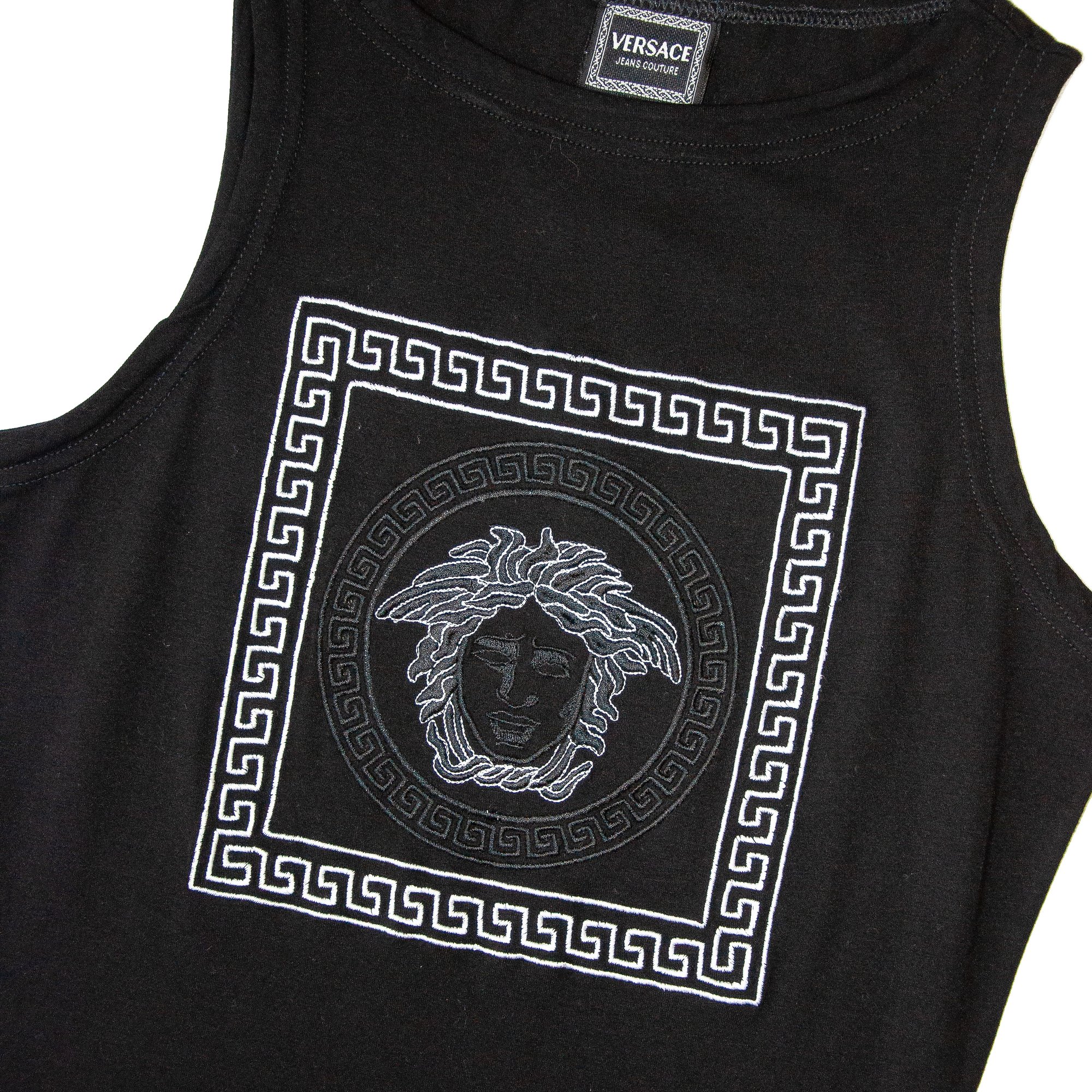 Image of Versace 1996 Black Bodycon Medusa Dress