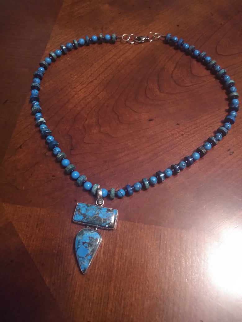 Image of DOUBLE TURQUOISE PENDANT AND HOWLITE