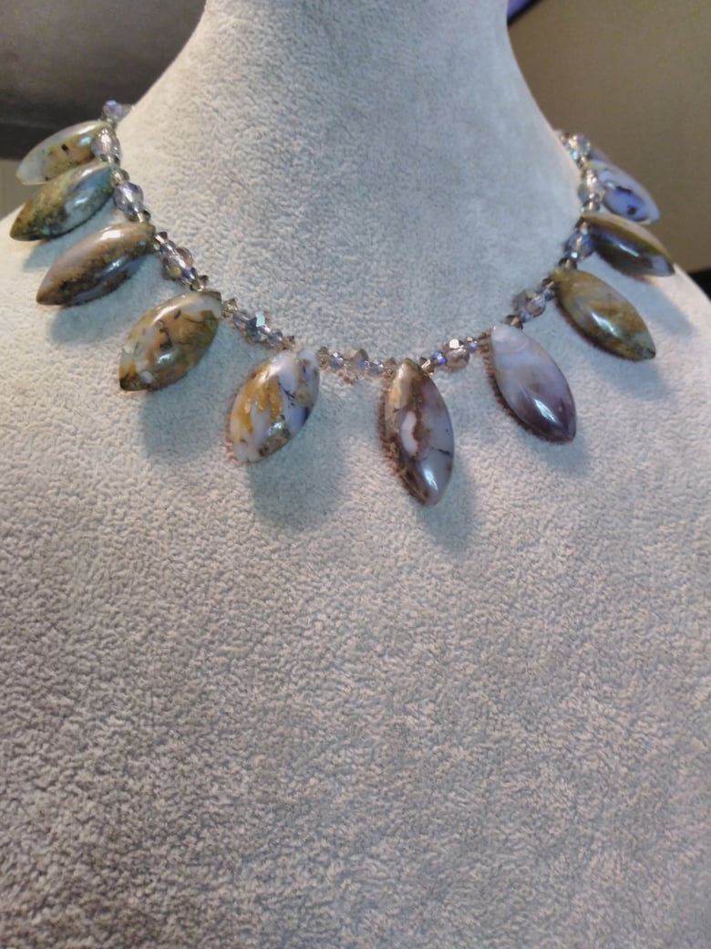 Image of PERUVIAN OPAL NECKLACE W/SWAROVSKI CRYSTAL