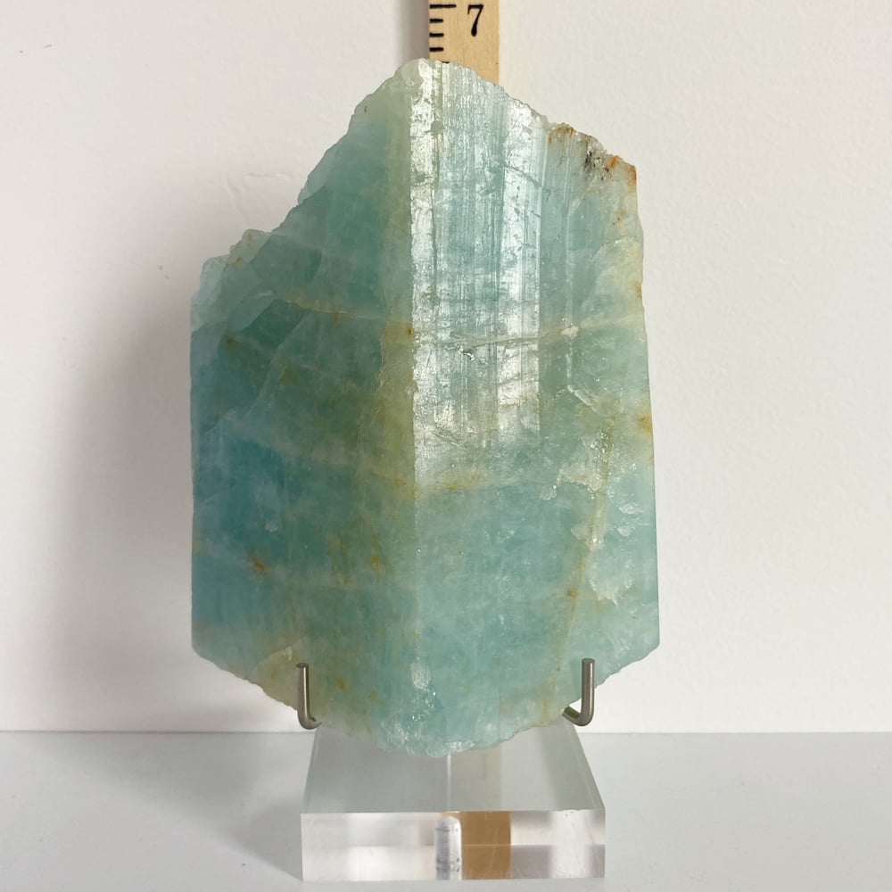 Image of Aquamarine no.33 +  Lucite and Silver Hued Stand