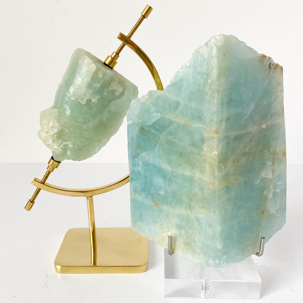 Image of Aquamarine no.33 +  Lucite and Silver Hued Stand