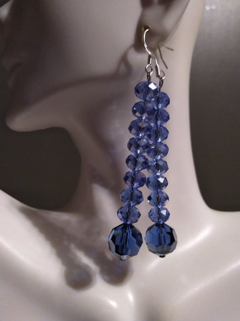 Image of BLUE CRYSTAL EARRINGS WITH PRECIOSA BEADS 
