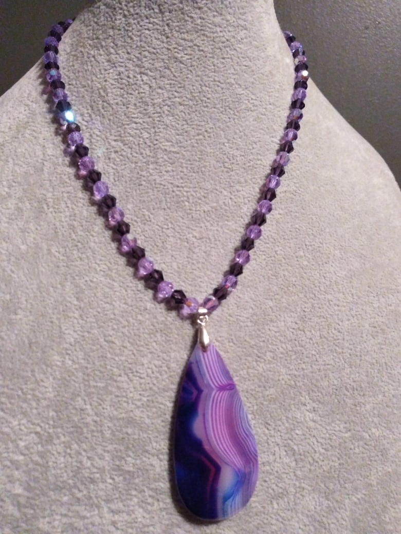 Image of LARGE PURPLE DUO PENDANT NECKLACE 